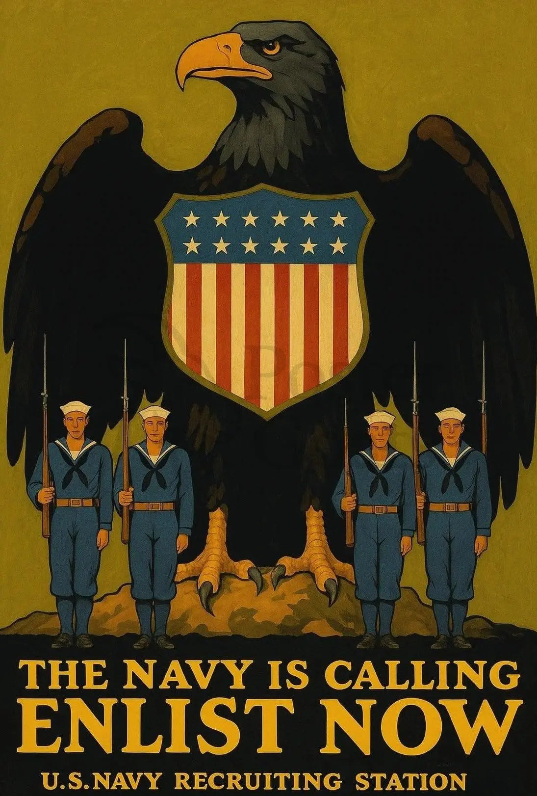 The Navy Is Calling Enlist Now Military Recruitment Poster PosterGoat