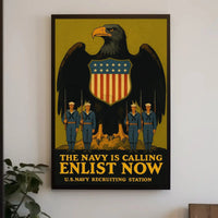 The Navy Is Calling Enlist Now Military Recruitment Poster PosterGoat