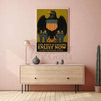 The Navy Is Calling Enlist Now Military Recruitment Poster PosterGoat