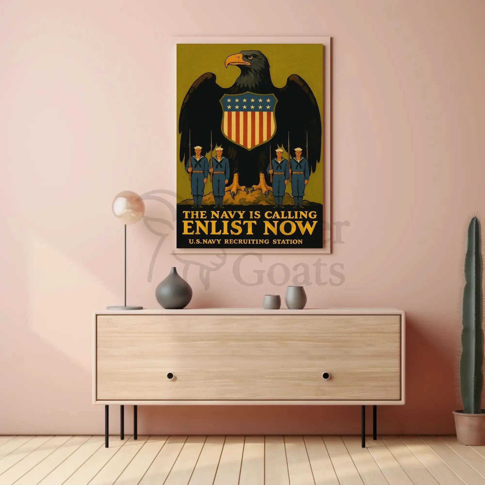 The Navy Is Calling Enlist Now Military Recruitment Poster PosterGoat
