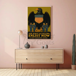 The Navy Is Calling Enlist Now Military Recruitment Poster PosterGoat