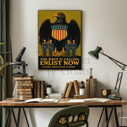 The Navy Is Calling Enlist Now Military Recruitment Poster PosterGoat