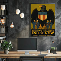 The Navy Is Calling Enlist Now Military Recruitment Poster PosterGoat
