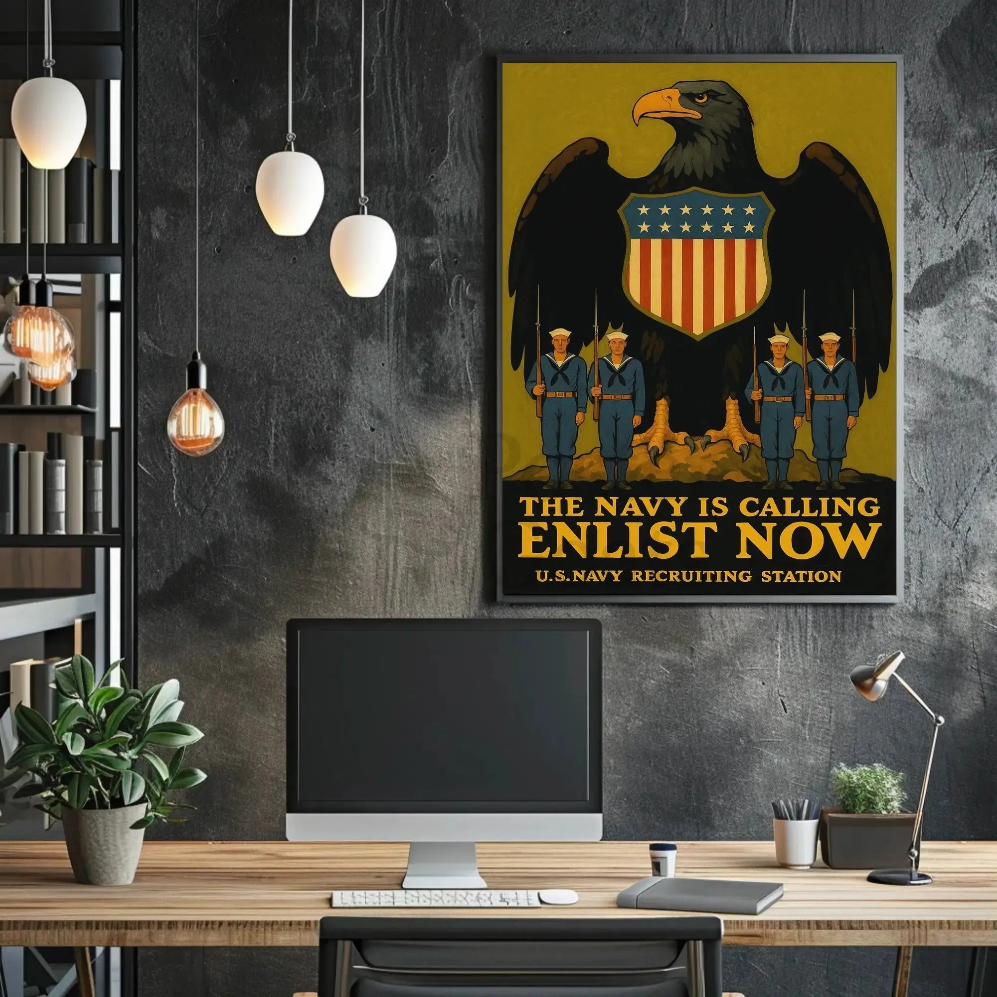 The Navy Is Calling Enlist Now Military Recruitment Poster PosterGoat