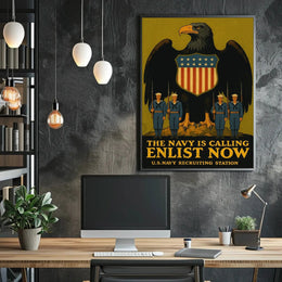 The Navy Is Calling Enlist Now Military Recruitment Poster PosterGoat