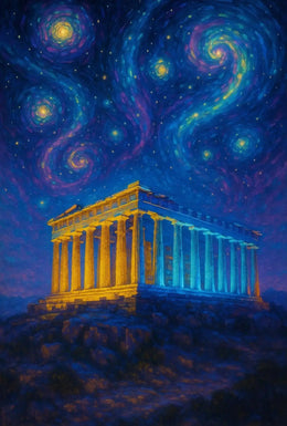 The Parthenon Night Sky Artistic Heritage Poster PosterGoat