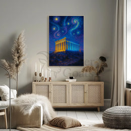 The Parthenon Night Sky Artistic Heritage Poster PosterGoat