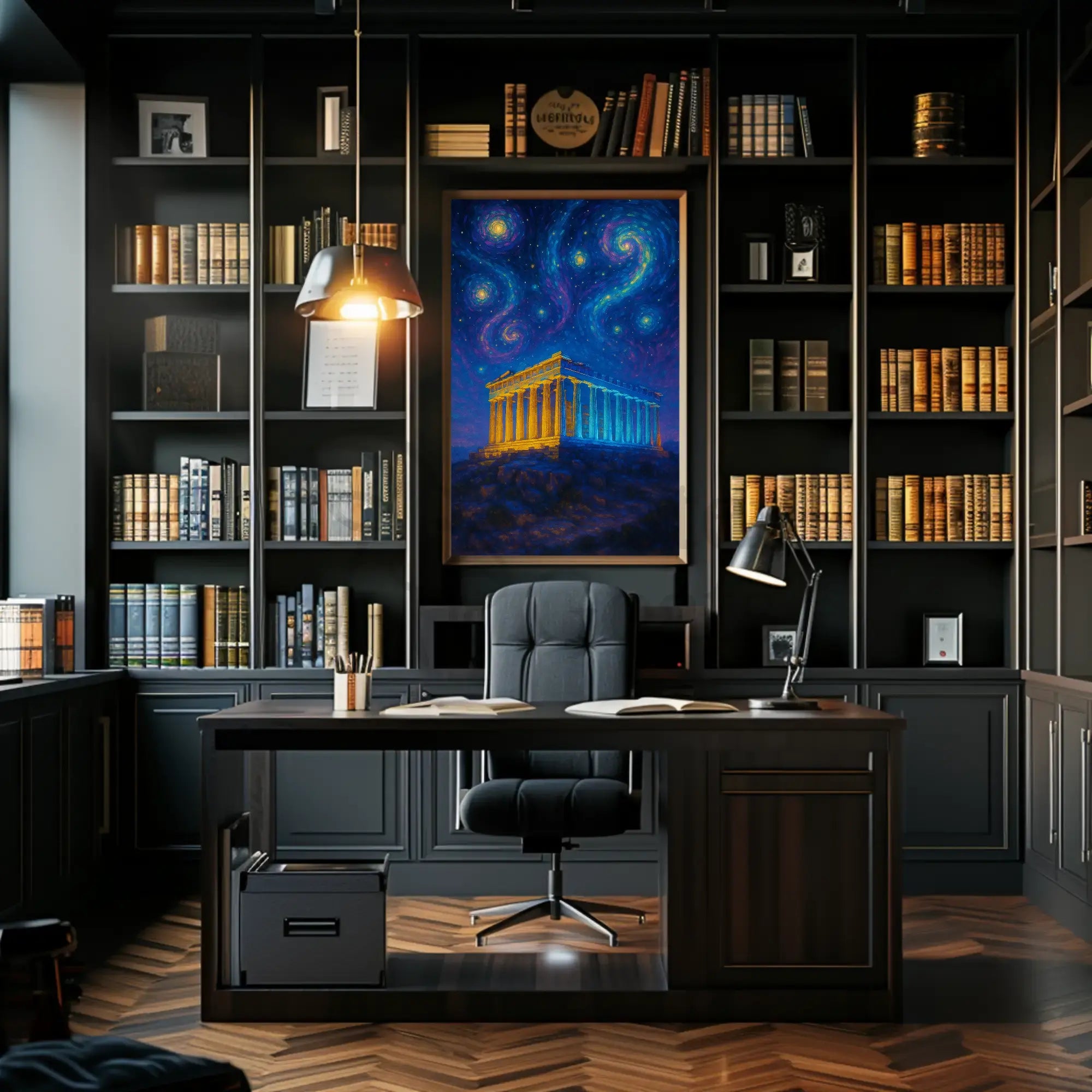 The Parthenon Night Sky Artistic Heritage Poster PosterGoat