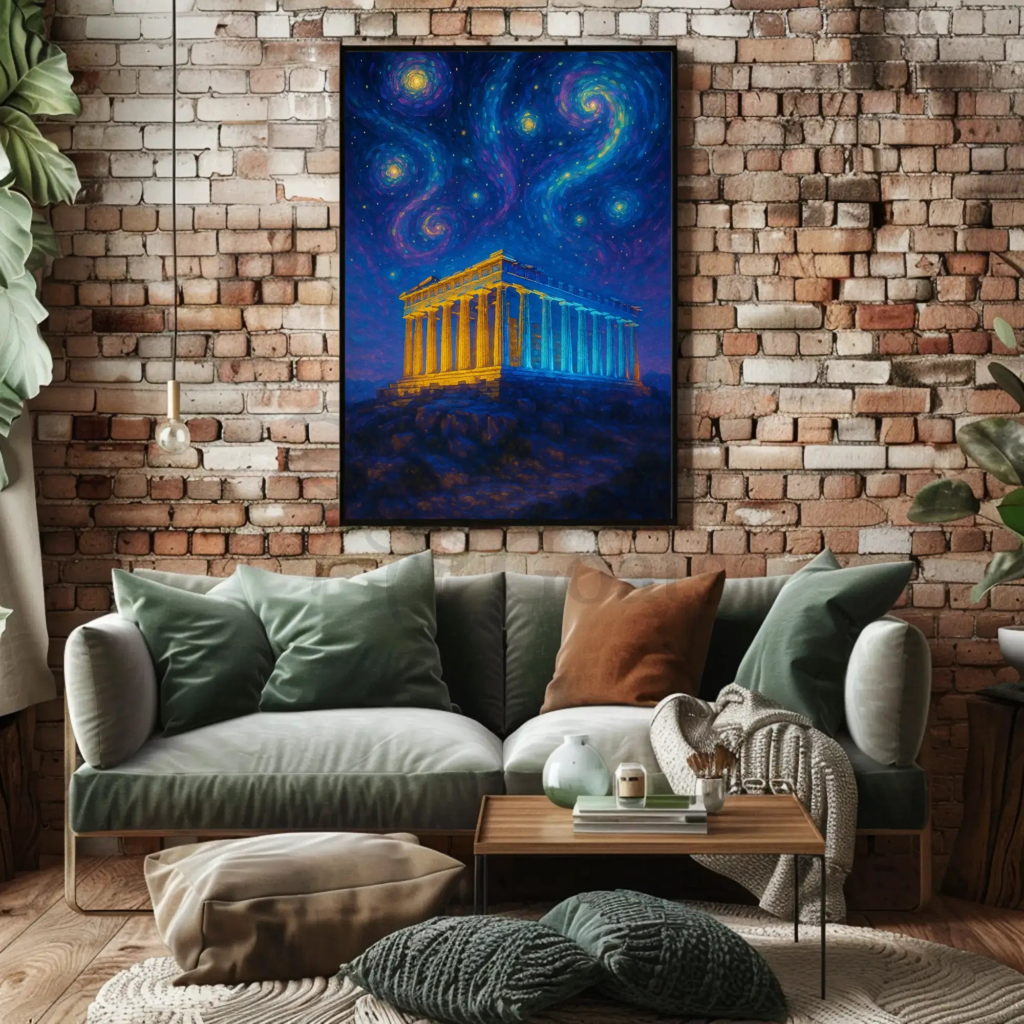 The Parthenon Night Sky Artistic Heritage Poster PosterGoat