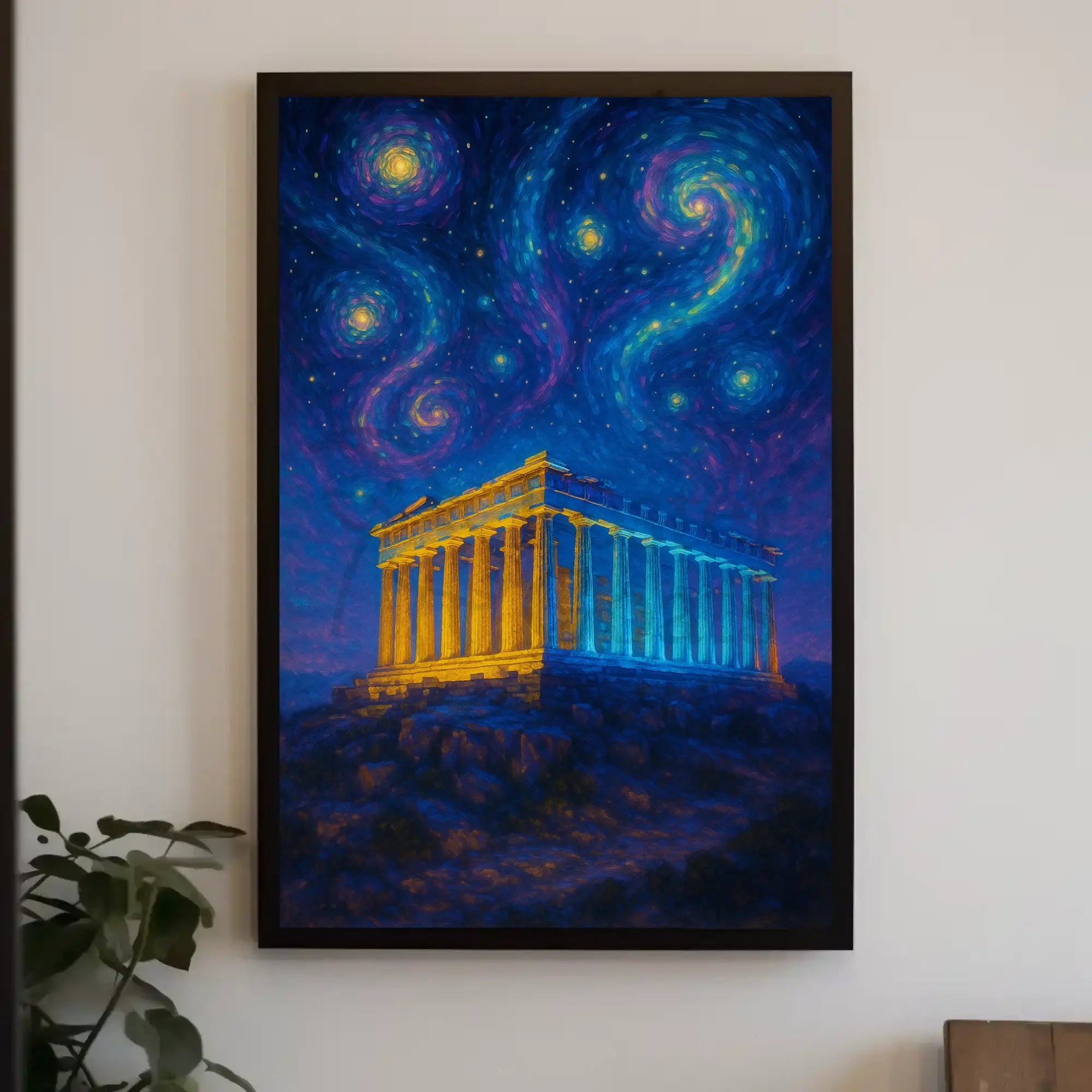 The Parthenon Night Sky Artistic Heritage Poster PosterGoat