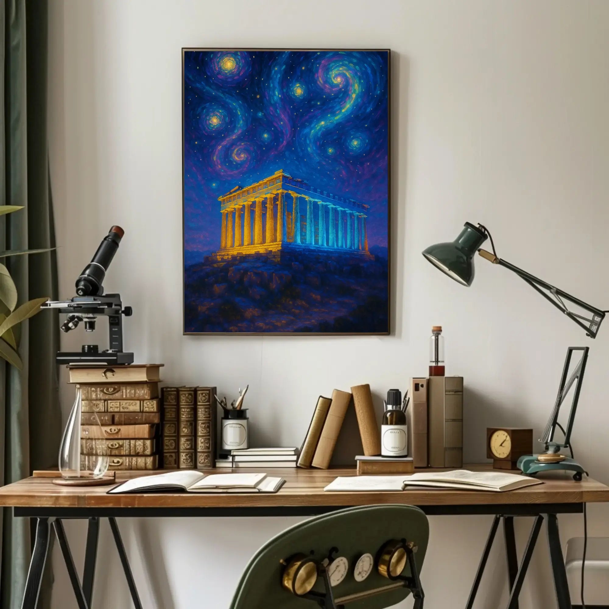 The Parthenon Night Sky Artistic Heritage Poster PosterGoat