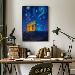 The Parthenon Night Sky Artistic Heritage Poster PosterGoat