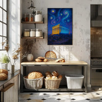 The Parthenon Night Sky Artistic Heritage Poster PosterGoat
