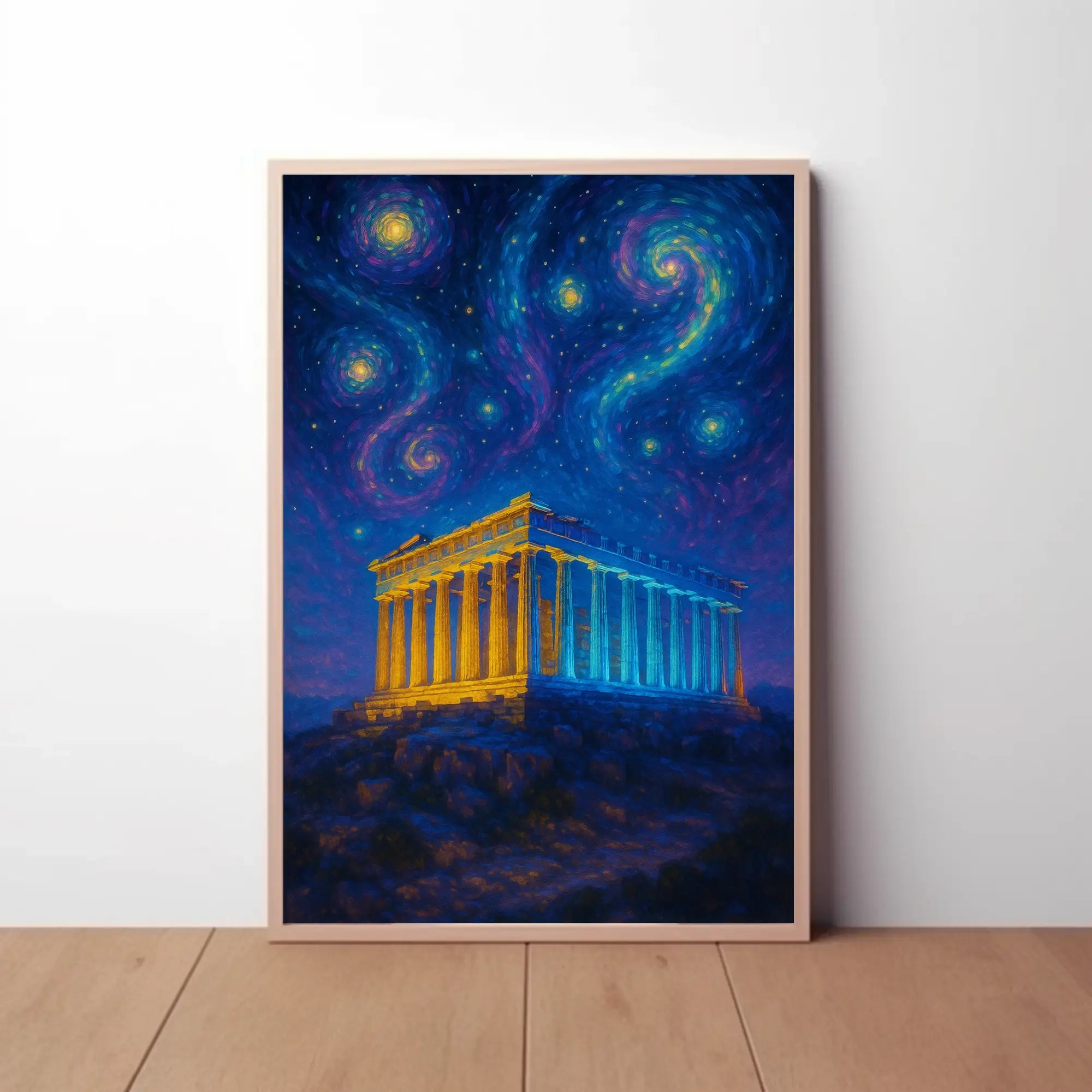 The Parthenon Night Sky Artistic Heritage Poster PosterGoat