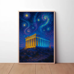 The Parthenon Night Sky Artistic Heritage Poster PosterGoat
