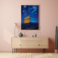 The Parthenon Night Sky Artistic Heritage Poster PosterGoat