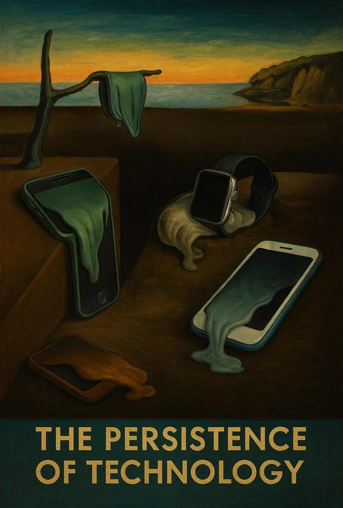 The Persistence of Technology Surrealist Artistic Poster PosterGoat