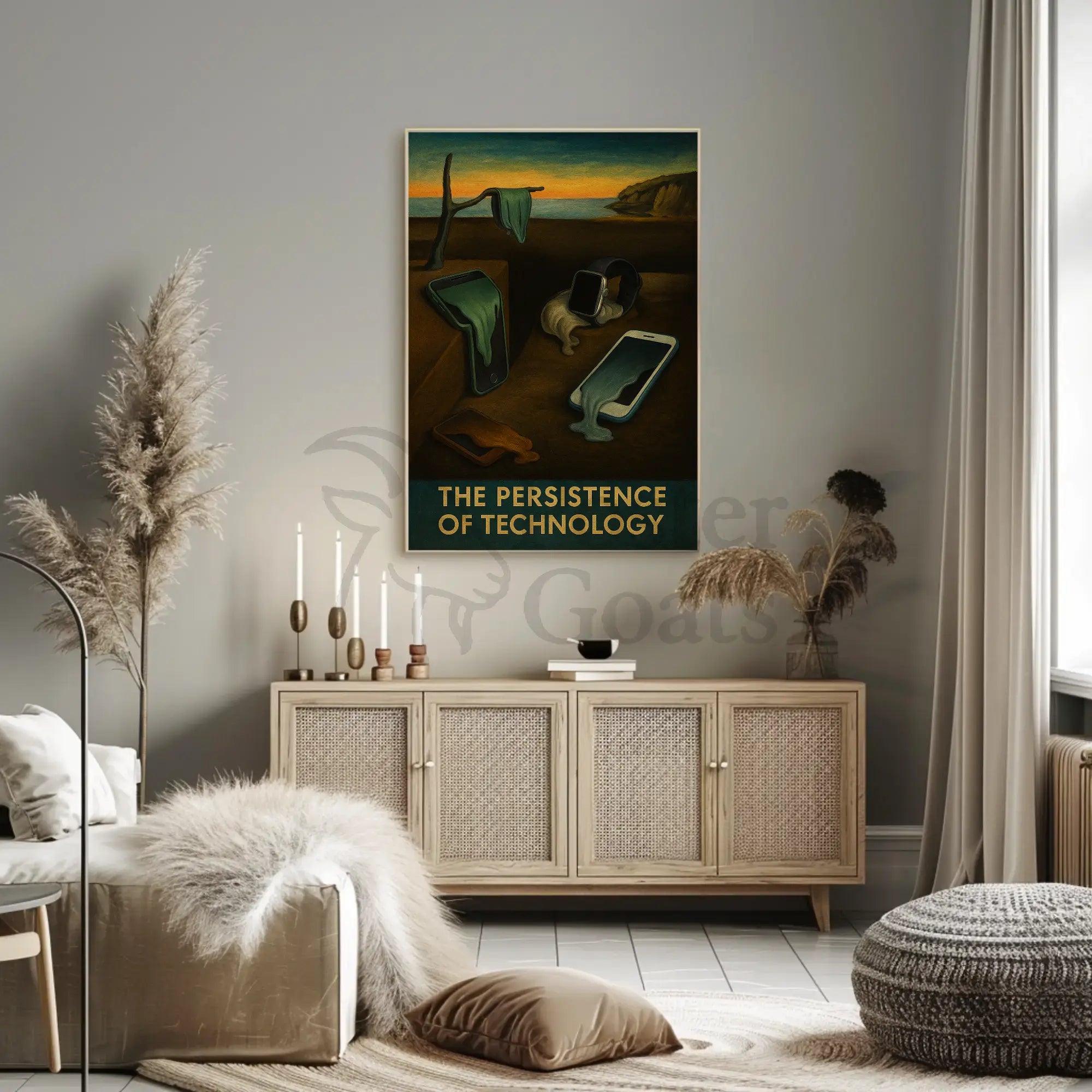 The Persistence of Technology Surrealist Artistic Poster PosterGoat