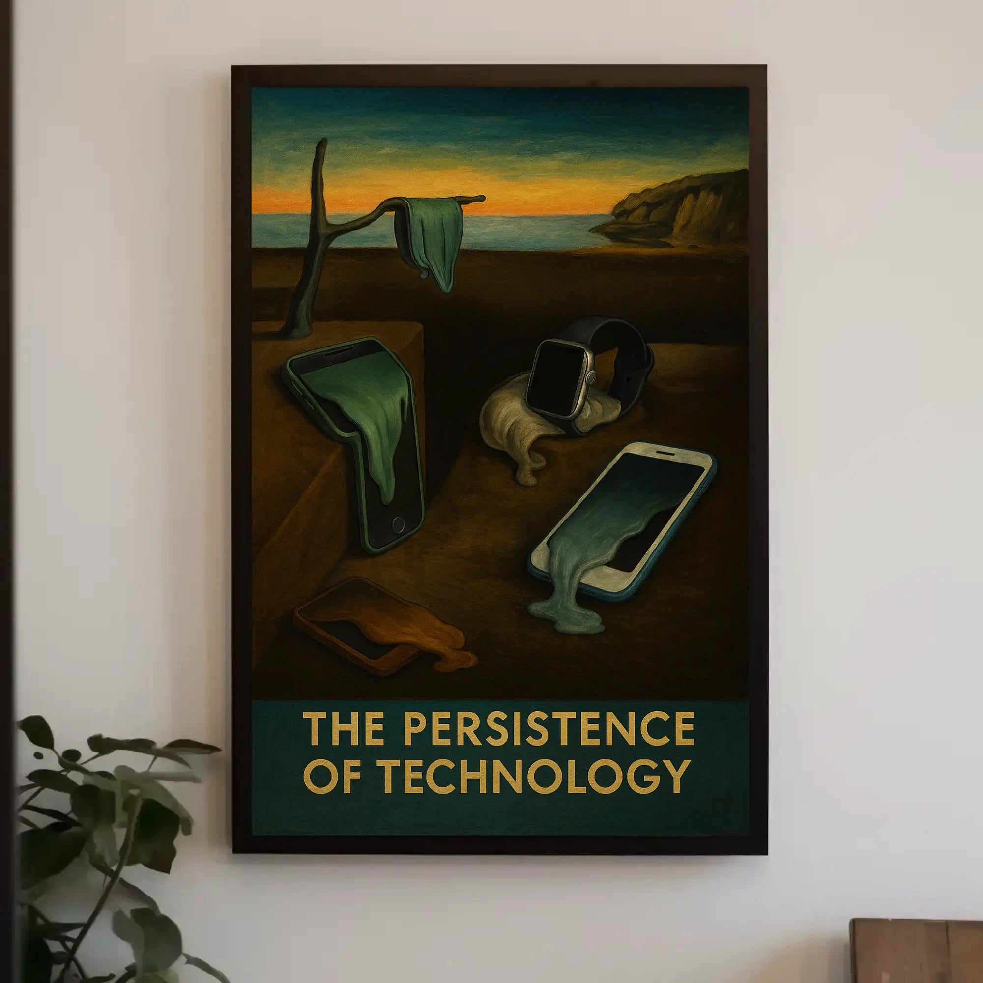 The Persistence of Technology Surrealist Artistic Poster PosterGoat