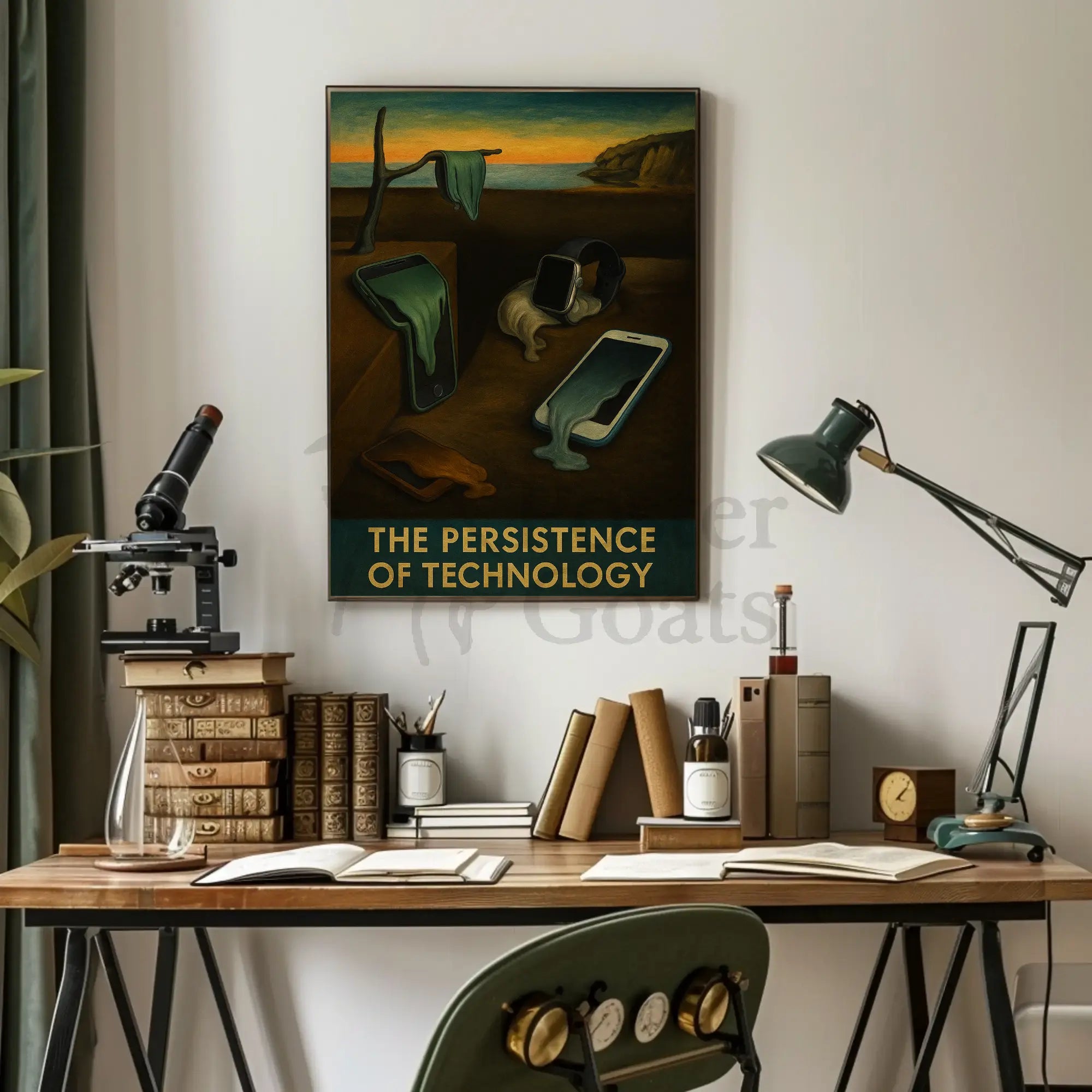 The Persistence of Technology Surrealist Artistic Poster PosterGoat