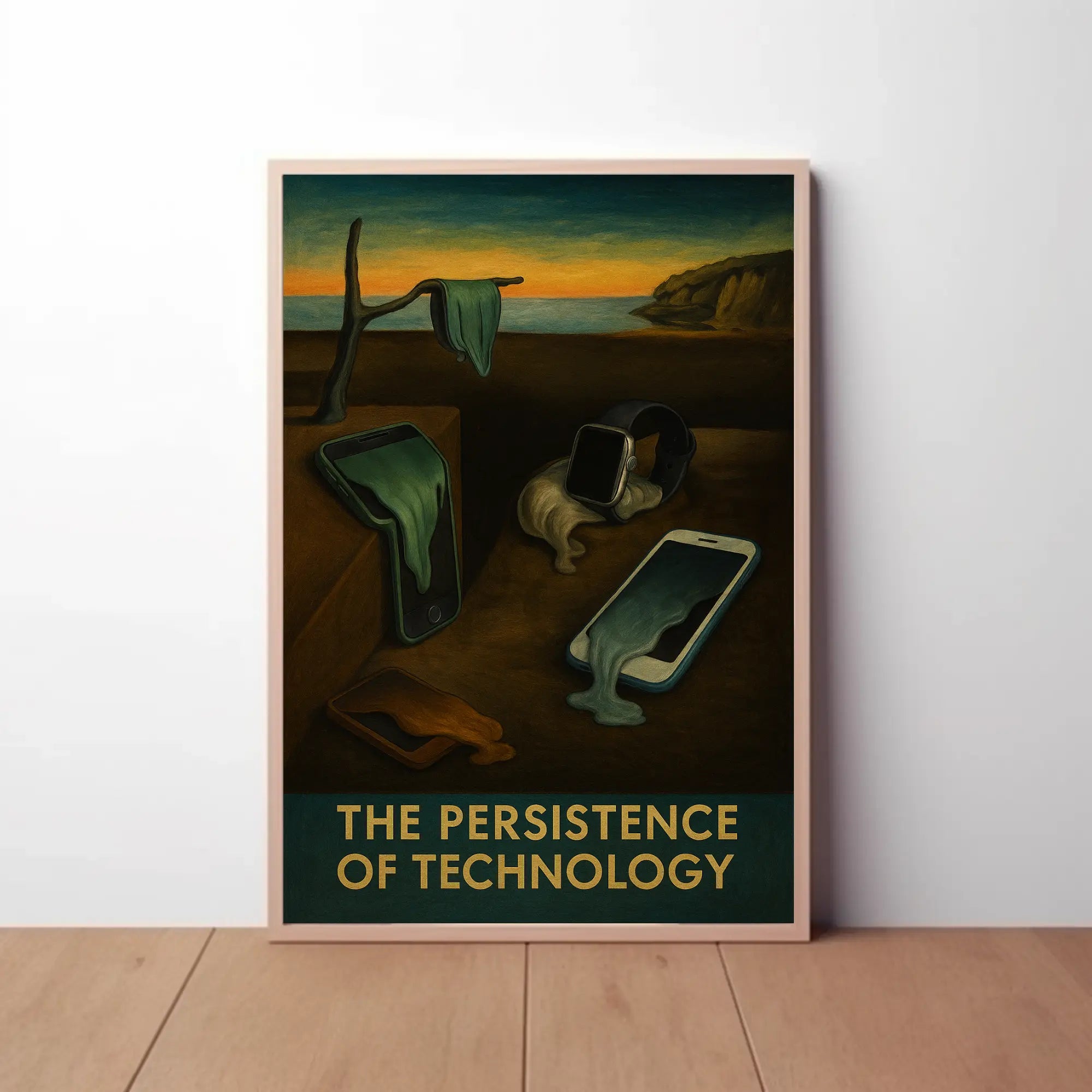 The Persistence of Technology Surrealist Artistic Poster PosterGoat