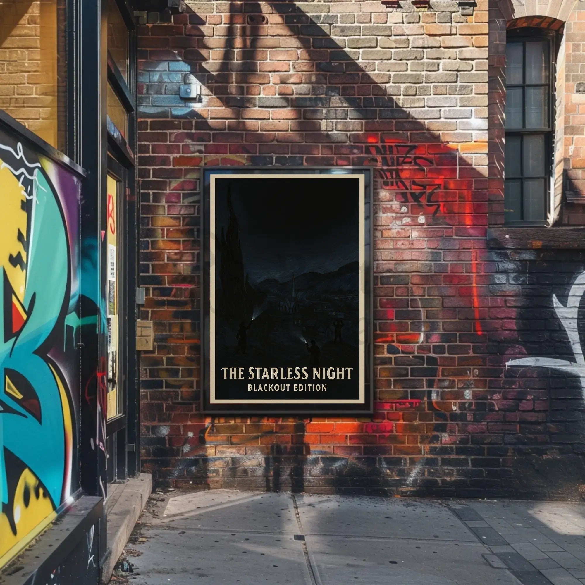The Starless Night: Eerie European Village Artistic Poster PosterGoat