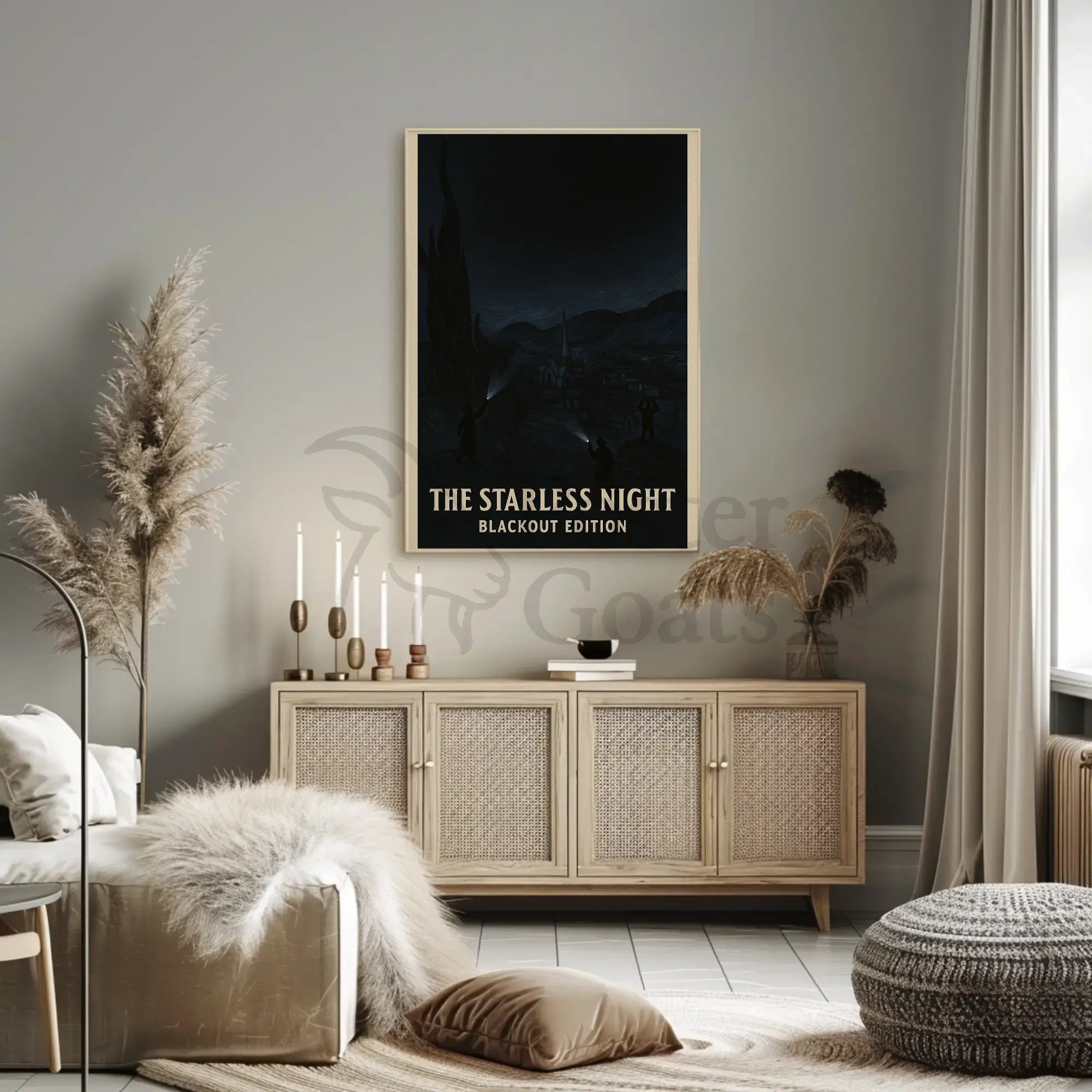 The Starless Night: Eerie European Village Artistic Poster PosterGoat