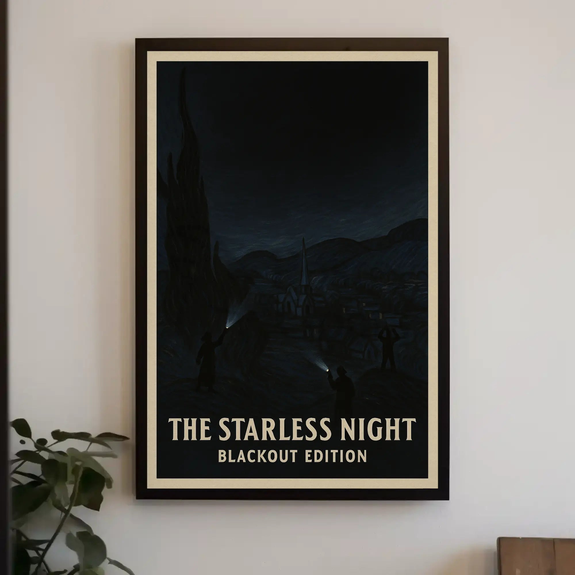 The Starless Night: Eerie European Village Artistic Poster PosterGoat