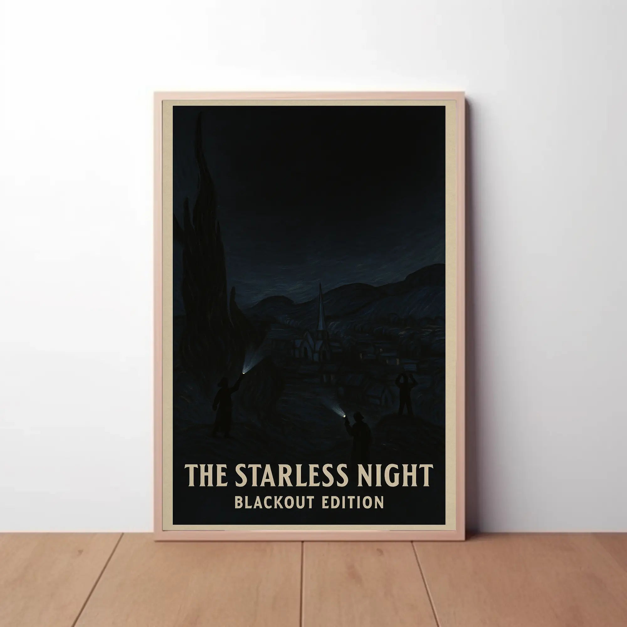 The Starless Night: Eerie European Village Artistic Poster PosterGoat