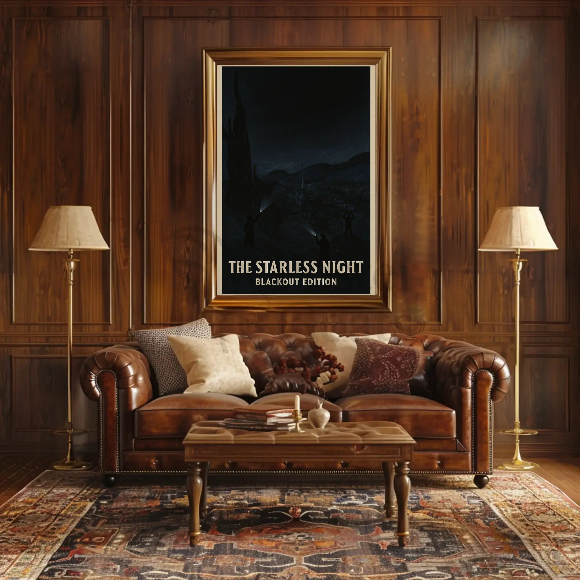 The Starless Night: Eerie European Village Artistic Poster PosterGoat