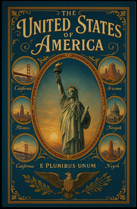 The United States of America Iconic Landmarks Poster PosterGoat