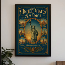 The United States of America Iconic Landmarks Poster PosterGoat