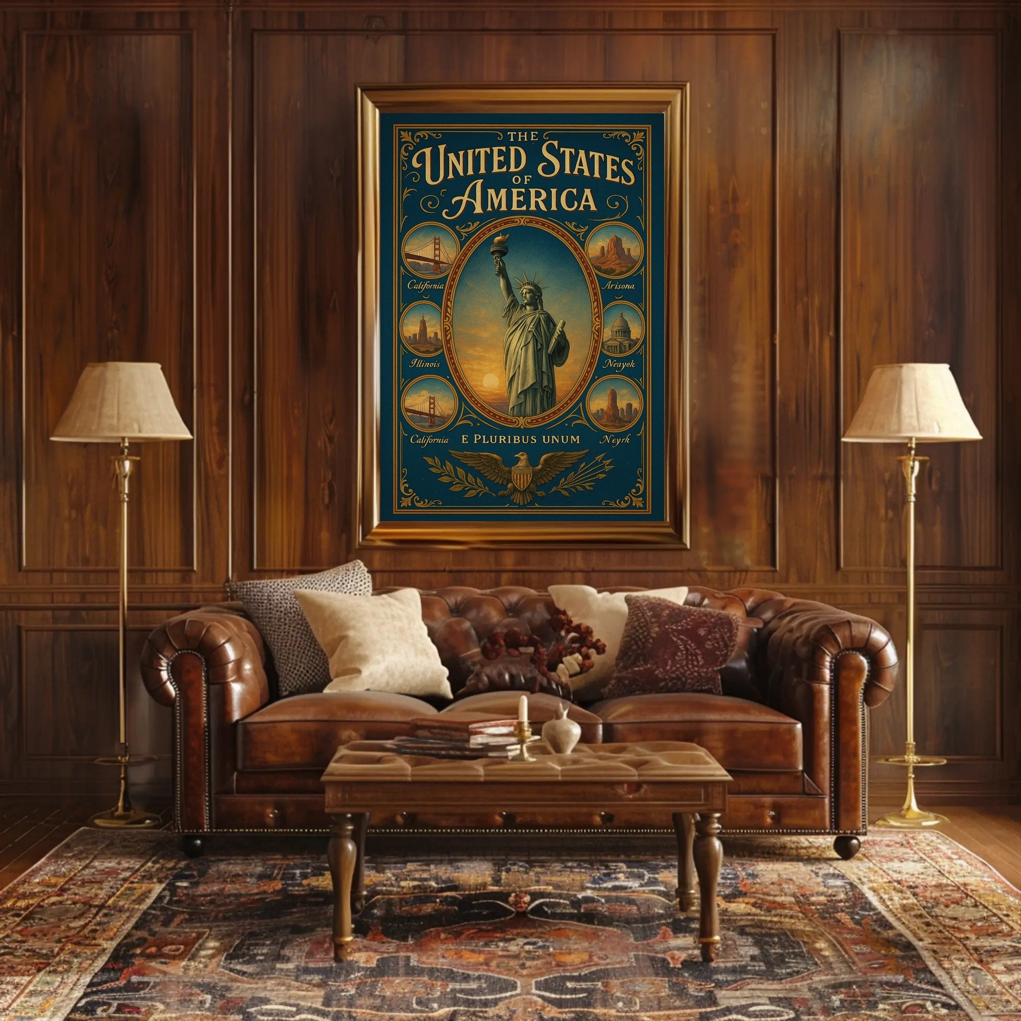The United States of America Iconic Landmarks Poster PosterGoat