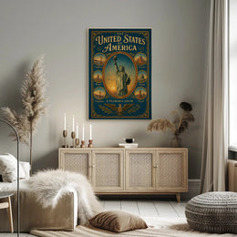 The United States of America Iconic Landmarks Poster PosterGoat