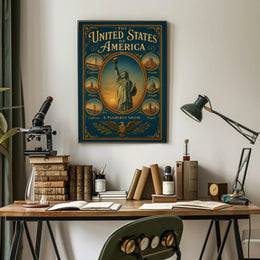 The United States of America Iconic Landmarks Poster PosterGoat