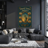 The United States of America Iconic Landmarks Poster PosterGoat
