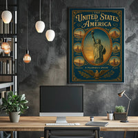 The United States of America Iconic Landmarks Poster PosterGoat