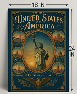 The United States of America Iconic Landmarks Poster PosterGoat