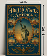 The United States of America Iconic Landmarks Poster PosterGoat