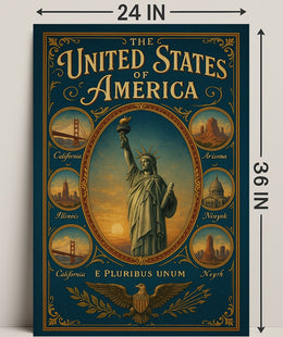 The United States of America Iconic Landmarks Poster PosterGoat