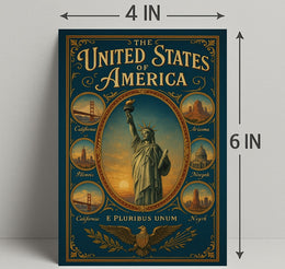 The United States of America Iconic Landmarks Poster PosterGoat