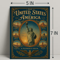 The United States of America Iconic Landmarks Poster PosterGoat