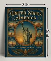 The United States of America Iconic Landmarks Poster PosterGoat