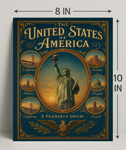 The United States of America Iconic Landmarks Poster PosterGoat