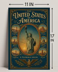 The United States of America Iconic Landmarks Poster PosterGoat