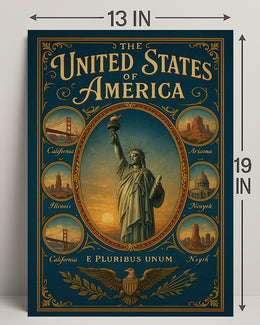 The United States of America Iconic Landmarks Poster PosterGoat