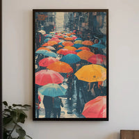 The poster depicts a bustling street scene, likely in an urban setting. The Travel Poster PosterGoat