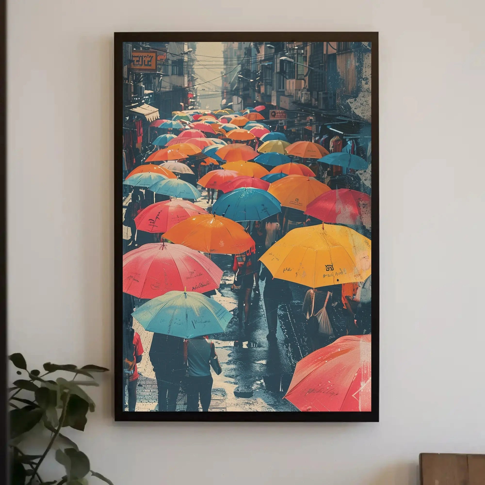 The poster depicts a bustling street scene, likely in an urban setting. The Travel Poster PosterGoat