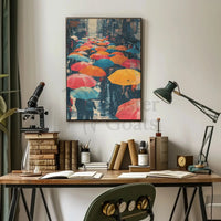 The poster depicts a bustling street scene, likely in an urban setting. The Travel Poster PosterGoat