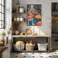 The poster depicts a bustling street scene, likely in an urban setting. The Travel Poster PosterGoat